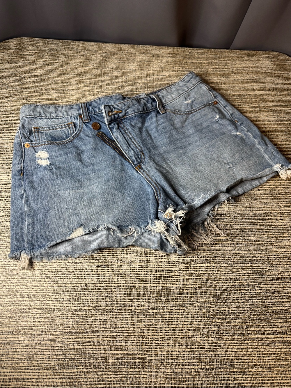Sneak Peek Light Blue Distressed Denim Cutoff Shorts